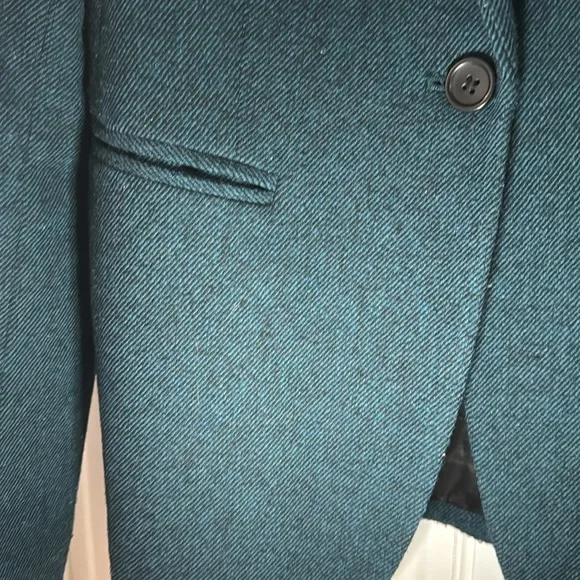 Green and black woven wool blend blazer - Picture 2 of 3